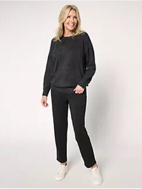 NWT Barefoot Dreams CozyChic Lite Pullover & Straight Leg Pant Lux Lounge Set